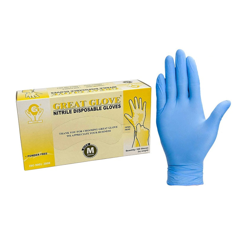 Great Glove Disposable Nitrile Gloves, Powder Free (Pack of 100)